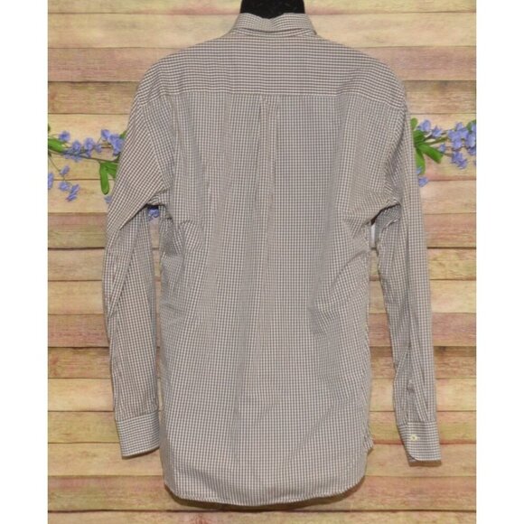 Peter Millar Men’s Nanoluxe Button Down Dress Shirt Brown Check Cotton Size L - Picture 4 of 7